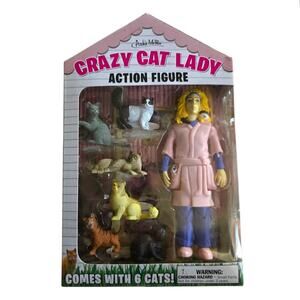 Crazy Cat Lady Action Figure Archie McPhee 1 Human & 6 Cats New In Box